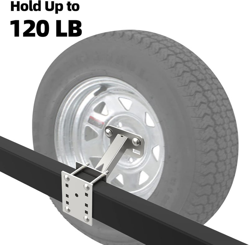 Joroamp Trailer Spare Tire Mount, Boat Utility Enclosed Trailer Accessories, Fits Most 4 ,5 & 6 Lugs Wheels, Hold 4″, 4.25".4.5″, 4.75″,5.0",5.32" and 5.5″Bolt Patterns, 120 LBS - Image 2